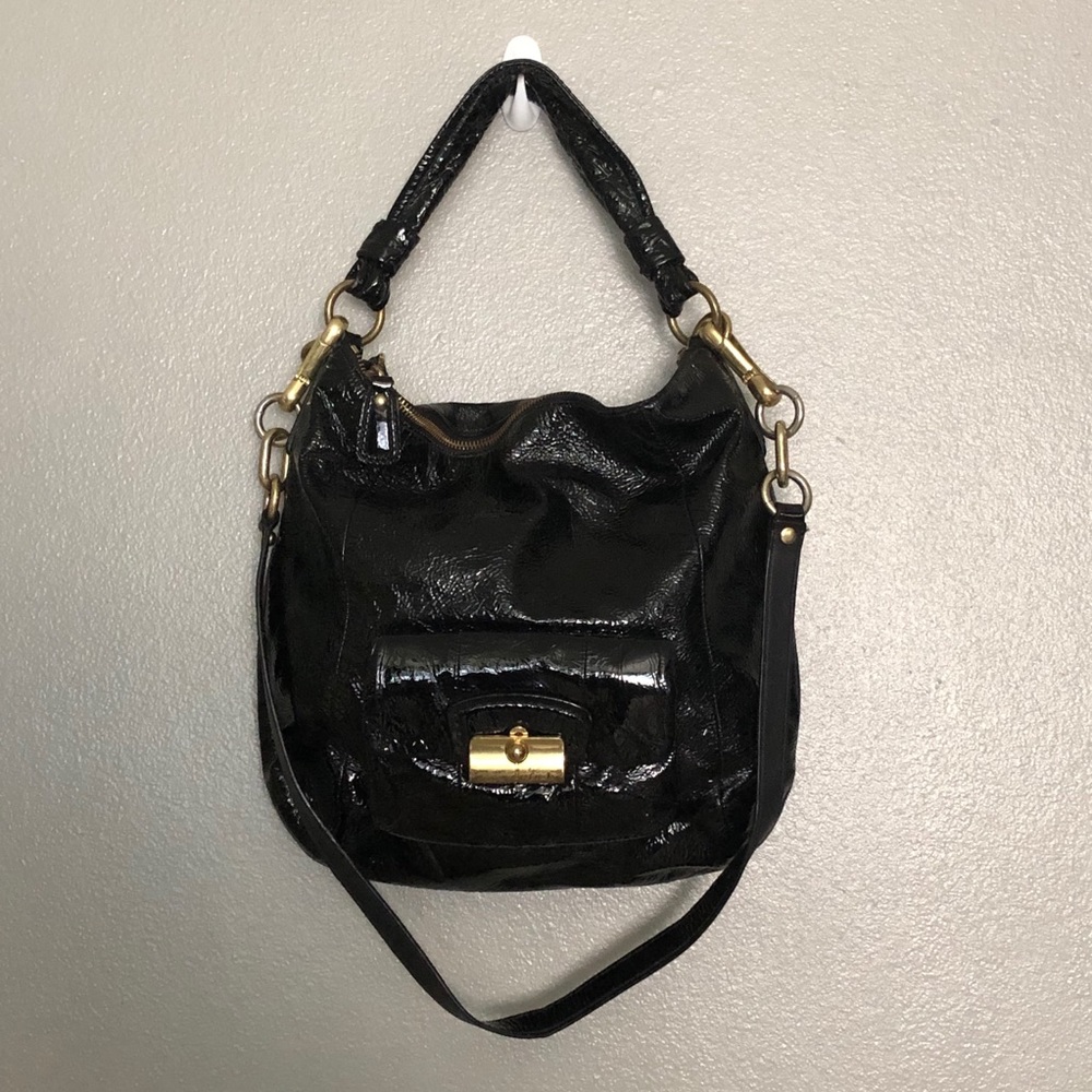 Coach Kristin Black Patent Leather Hobo Bag